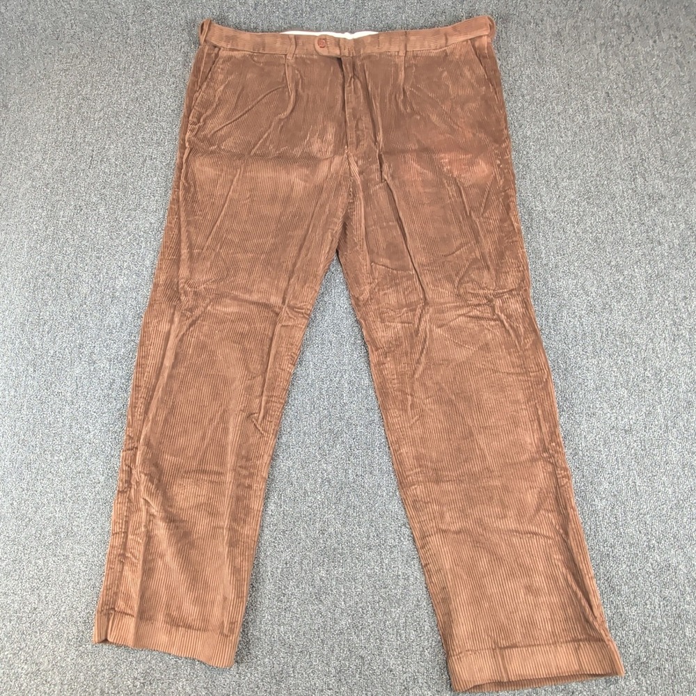 Peter Christian Mens Corduroy Trousers 46x33 Cotton Brown Straight Flat Front UK